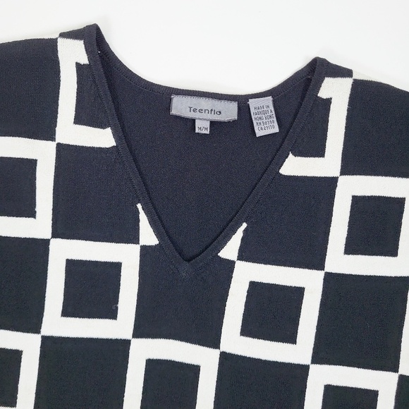 Geometric Tank Top Sleeveless Abstract V-neck Squares Mid Century Mod MCM - Picture 5 of 9